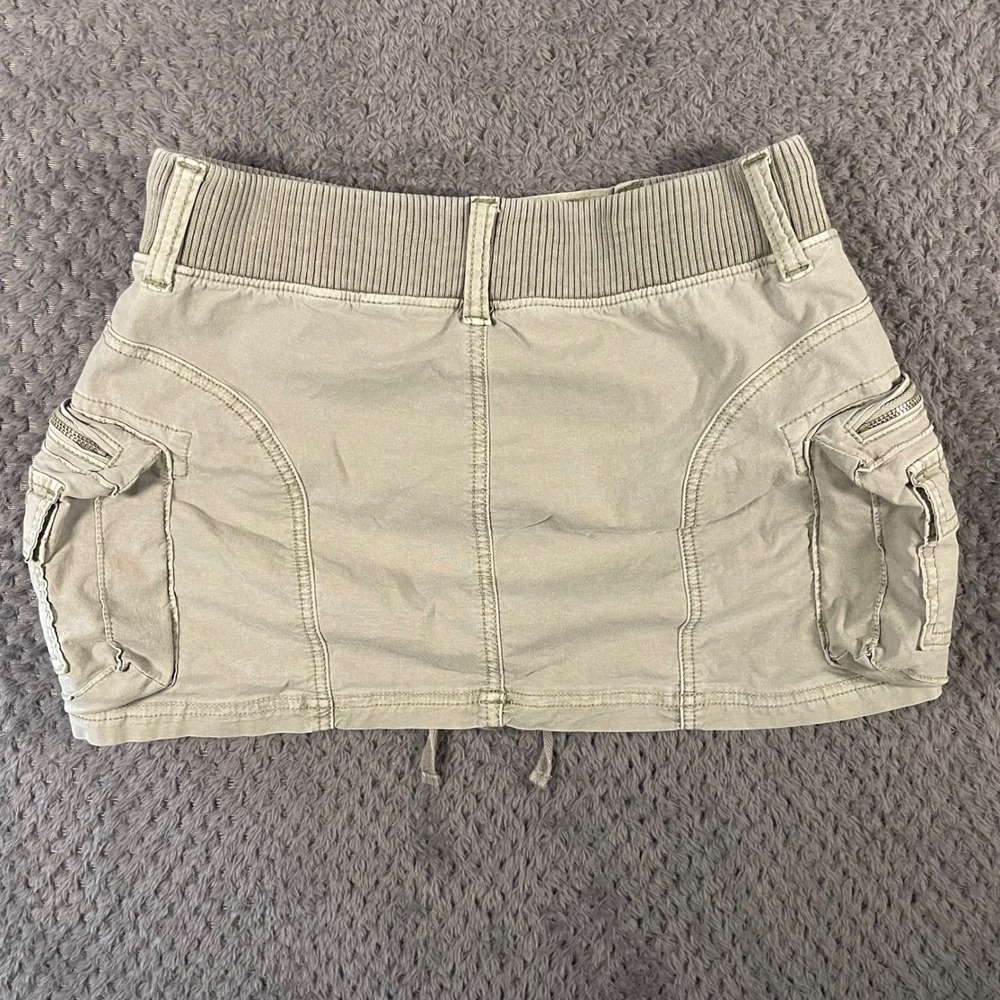 American Eagle Cargo Skort 0 Green Ribbed Waist Mini Skirt Shorts Y2K Look - Picture 4 of 8